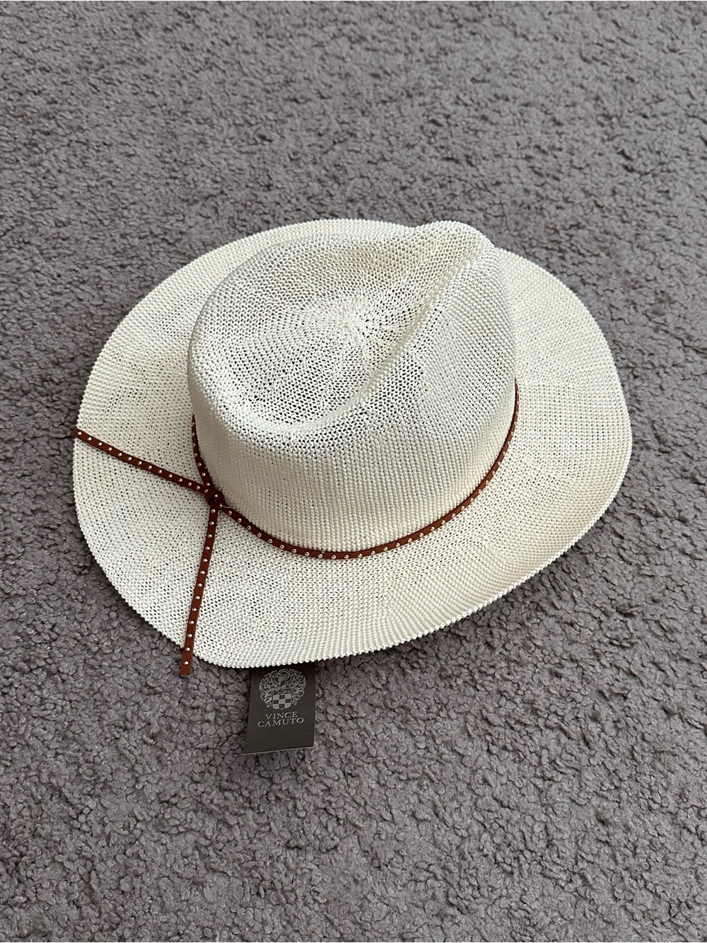 Vince Camuto Studded Band Straw Cowboy Hat Womens